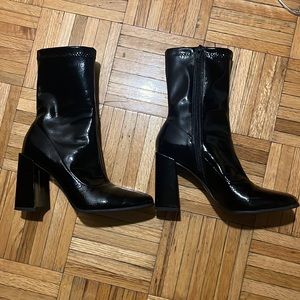 Patent leather booties